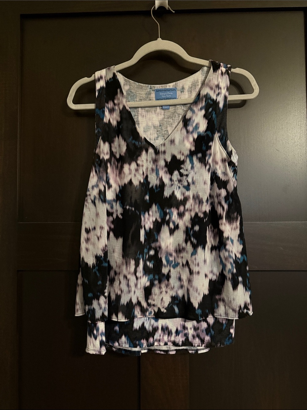 V-Neck Layered Camisole in Black, White & Purple